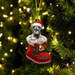 Custom Miniature Schnauzer In Santa Boot Christmas Ornament, Personalized Dog Flat Acrylic Ornament