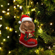 Custom White Pomeranian In Santa Boot Christmas Ornament, Personalized Dog Flat Acrylic Ornament