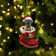Custom Puggle In Santa Boot Christmas Ornament, Personalized Dog Flat Acrylic Ornament