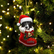 Custom Border Collie In Santa Boot Christmas Ornament, Personalized Dog Flat Acrylic Ornament
