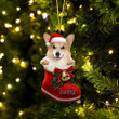 Custom Corgi In Santa Boot Christmas Ornament, Personalized Dog Flat Acrylic Ornament