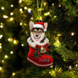Custom Corgi In Santa Boot Christmas Ornament, Personalized Dog Flat Acrylic Ornament