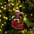 Custom Black Labrador Retriever In Santa Boot Christmas Ornament, Personalized Dog Flat Acrylic Ornament