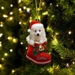 Custom American Eskimo In Santa Boot Christmas Ornament, Personalized Dog Flat Acrylic Ornament