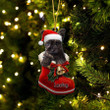 Custom Black Cairn Terrier In Santa Boot Christmas Ornament, Personalized Dog Flat Acrylic Ornament