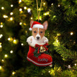 Custom Basenji In Santa Boot Christmas Ornament, Personalized Dog Flat Acrylic Ornament