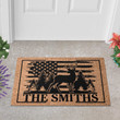 Us Flag Deer Welcome Doormat For Indoor Outdoor Use, Custom Family Name Deer Door Mat Gift For Deer Lover