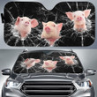 Cute Pig Universe All Over Printed 3D Car Sunshade, Pig Lover Car Windshield, Car Front Protector Gift For Farmer