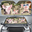 Cute Pig Universe All Over Printed 3D Car Sunshade, Pig Lover Car Windshield, Car Front Protector Gift For Farmer