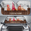 Custom Name Chicken All Over Printed 3D Car Sunshade, Car Windshield, Car Front Protector for Chicken Lover