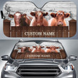 Custom Name Shorthorn All Over Printed 3D Car Sunshade, Car Windshield, Car Front Protector for Cow Lover