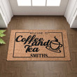 Coffee And Tea Cup Welcome Doormat For Indoor Outdoor Use, Custom Coir Door Mat Gift For Coffee And Tea Lover