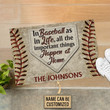 Personalized Baseball Happen At Home Welcome Doormat, Custom Name Door Mat Home Decor Gift For Baseball Lover