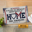 Personalized Baseball Important Things Welcome Doormat, Custom Name Door Mat Home Decor Gift For Baseball Lover