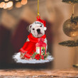 Personalized English Bulldog Christmas Present Ornament, Custom Name Dog Flat Acrylic Ornament