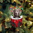 Custom Silver Labrador In Snow Pocket Christmas Ornament, Personalized Dog Flat Acrylic Ornament