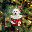 Custom Silver Labrador In Snow Pocket Christmas Ornament, Personalized Dog Flat Acrylic Ornament