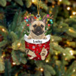 Custom Black French Bulldog In Snow Pocket Christmas Ornament, Personalized Dog Flat Acrylic Ornament