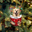 Custom Golden Retriever In Snow Pocket Christmas Ornament, Personalized Dog Flat Acrylic Ornament