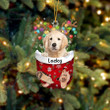 Custom Golden Retriever In Snow Pocket Christmas Ornament, Personalized Dog Flat Acrylic Ornament