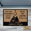 Personalized Fishing One Fine Fisherman Welcome Doormat, Custom Name Door Mat Home Decor Gift For Dad, Fisher
