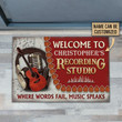 Personalized Acoustic Guitar Welcome Doormat For Outdoor Use, Custom Name Door Mat Gift For Family Guitar Lover