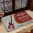 Personalized Old Guitar Bassist Couple Live Here Doormat, Custom Name Door Mat Gift For Family Guitar Lover