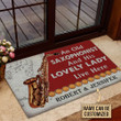 Personalized Saxophone Old Couple Live Here Doormat, Custom Name Door Mat Gift For Family Friend Lover