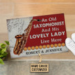Personalized Saxophone Old Couple Live Here Doormat, Custom Name Door Mat Gift For Family Friend Lover