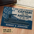 Personalized Pontoon Captain And Anchor Doormat For Home Decor, Custom Name Door Mat Gift For Dad Caption Sailor