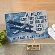 Personalized Pilot Life Flight Doormat For Plane Decor, Custom Name Door Mat Gift For Him Pilot