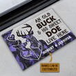 Personalized Purple Deer Couple Camo Live Here Doormat, Custom Name Couple Hunter Door Mat Gift For Hunting Lover