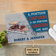 Personalized Pontoon Captain And His Queen Doormat, Custom Couple Name Door Mat Gift For Him Her Captain