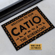 Personalized Patio Cat Welcome To Our Catio Doormat For Patio Decor, Custom Name Door Mat Gift For Family