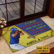 Personalized Softball Couple Live Here Doormat For Home Decor, Custom Name Door Mat Gift For Softball Lover