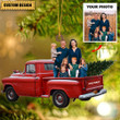 Personalized Photo Acrylic Car Christmas Ornament - Gift For Family - Custom Photo Family Red Truck Christmas