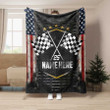 Personalized Racing Blanket, Checkered US Flag Racing Throw Blanket, Gift for Dad, Husband, Boyfriend, Son, Racer
