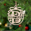 Personalized Split Monogram Wooden Ornament, Custom Initial Wood Ornament, Name Wood Letter Christmas Ornament