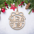 Personalized Split Monogram Wooden Ornament, Custom Initial Wood Ornament, Name Wood Letter Christmas Ornament