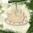 Santa's Sleigh Christmas Ornament, Wood Santa's Sleigh Ornament, Wooden Christmas Decoration, Christmas Gift