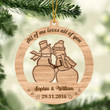 Personalized Snowman And Snowwoman Christmas Ornament, Custom Couple Name Wood Ornament Gift For Couple