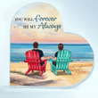 Back View Couple Sitting Beach Landscape Personalized Heart Acrylic Plaque