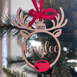 Personalized Reindeer Christmas Ornament, Custom Name Wooden Christmas Ornament Gift For Family