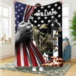 Personalized Death Archery American Flag Throw Blanket for Archery Lovers, Gift for Husband Archery Fleece Sherpa Blanket
