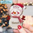 Snowman Family, Personalized Wood Christmas Ornament, Custom Name Christmas Gift For Family Members