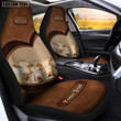 Charolais Leather Carving Customized Name Car Seat Cover Universal Fit Set 2 Gift For Farmer Cow Lover