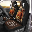 Red Angus Happiness Personalized Name Leather Pattern Car Seat Covers Universal Fit Set 2 Gift For Cow Lovers