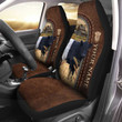 Belted Galloway Personalized Name Black And Brown Leather Pattern Car Seat Covers Universal Fit Set 2