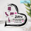 Side By Side Or Miles Apart - Personalized Heart Shaped Acrylic Plaque - Gift For Sister