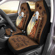 Brahman Cattle Personalized Name Black And Brown Leather Pattern Car Seat Covers Universal Fit Set 2 Gift For Farmer